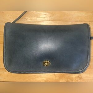 Vintage Coach Faded Navy Convertible Leather Shoulder Bag